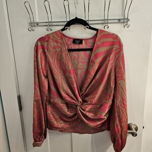 Vici Pink and Gold Patterned Blouse
